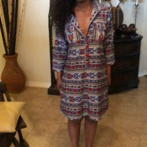 Short tribal inspired print dress